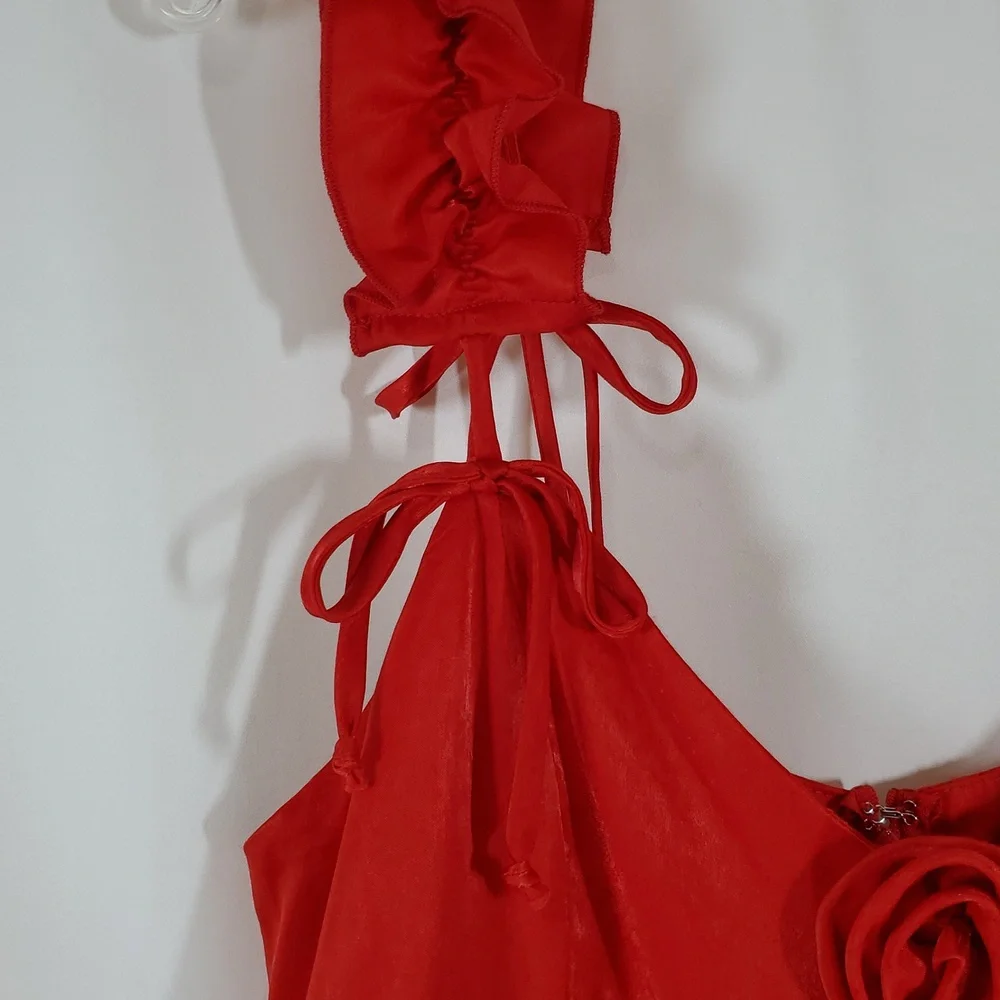 Wild Fable™ Women's Rosette Mini Babydoll Dress ~ Red - Picture 10 of 16